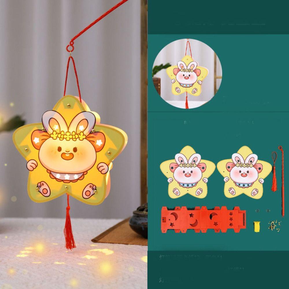 Chinese Handheld Rabbit  Lantern Handmade Light-Up Bunny Lantern  Mid-Autumn Festival