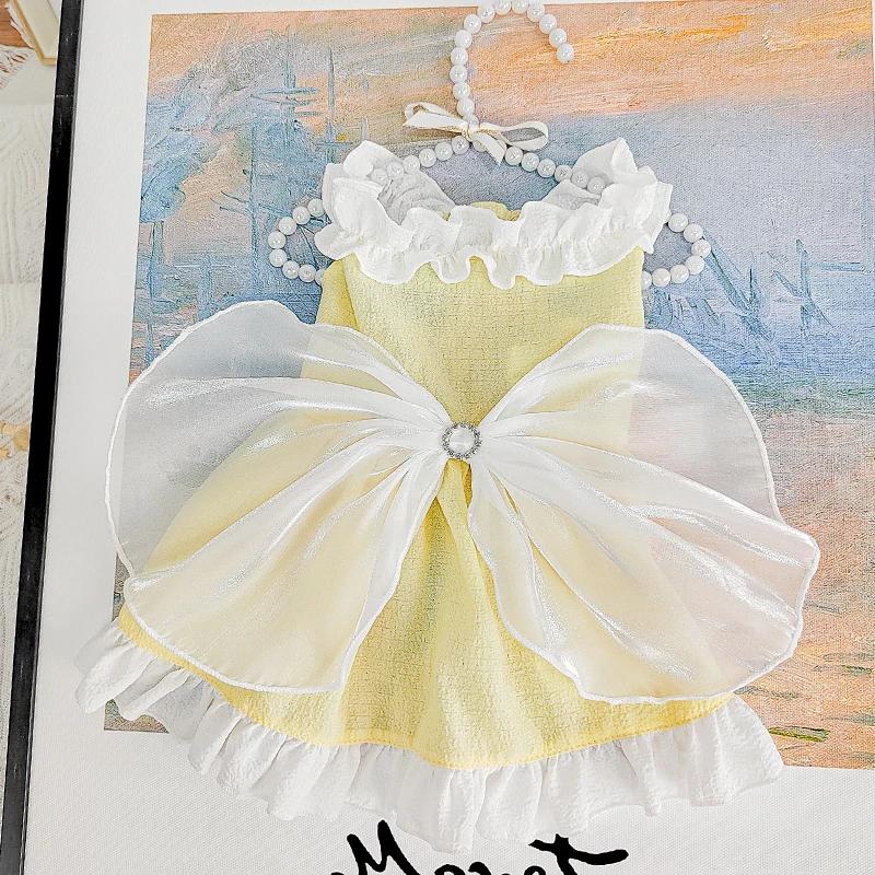 

Летнее платье для собаки, одежда для питомца, юбка-пачка для кошки, костюм принцессы, одежда, йоркширский терьер, померанский шпиц, мальтийская болонка, ши-тцу, пудель, бишон, одежда XS（old） жёлтый