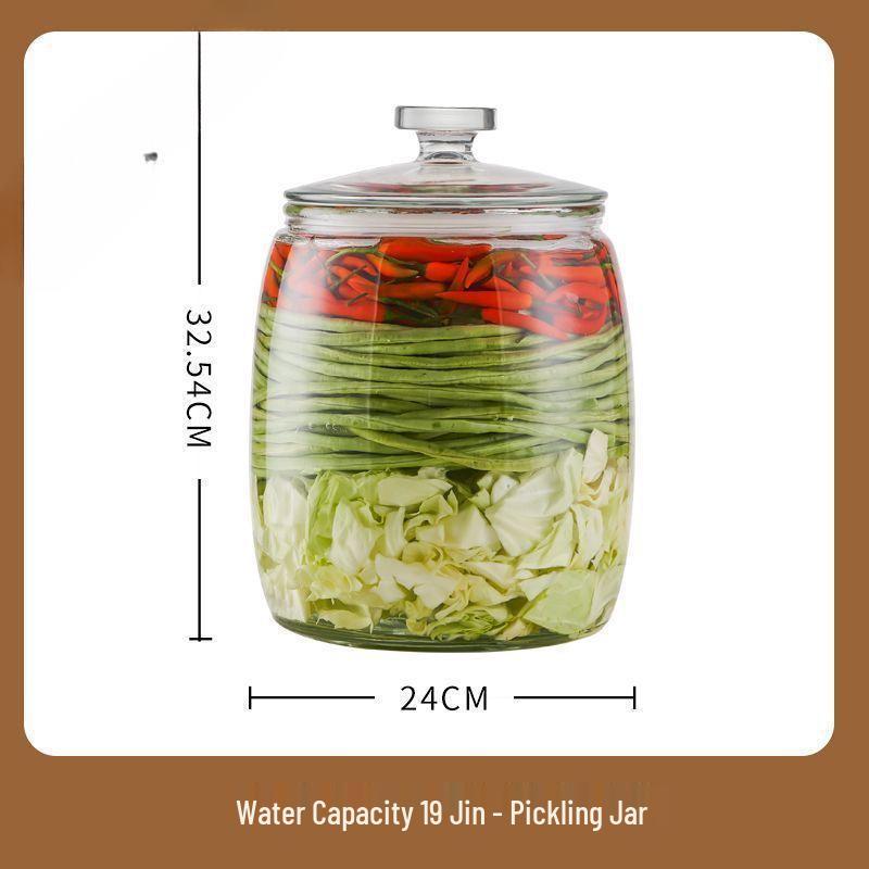 Kimchi Jar - Thick Glass Pickle Jar for Vegetables, Laba Garlic, Waterproof & Sealed