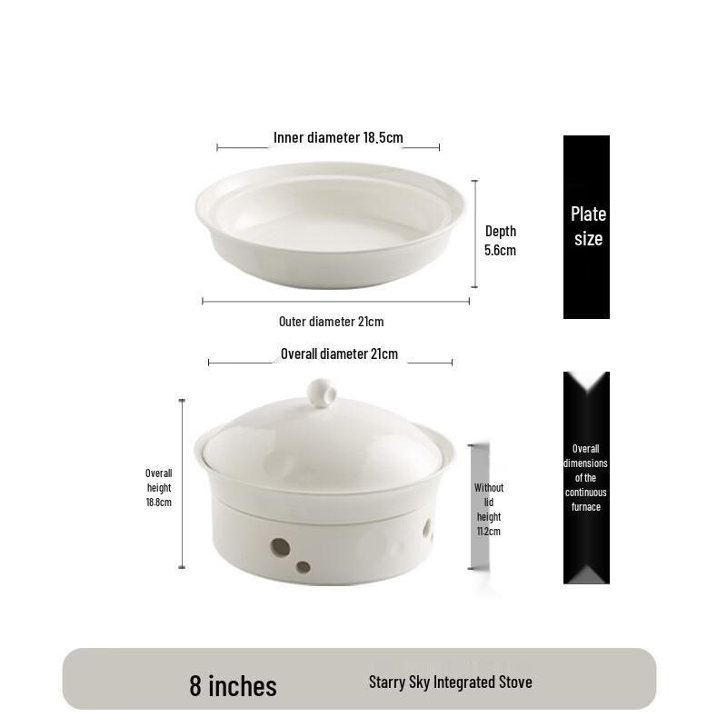 Ceramic Warming Serving Plate with Integrated Lid
