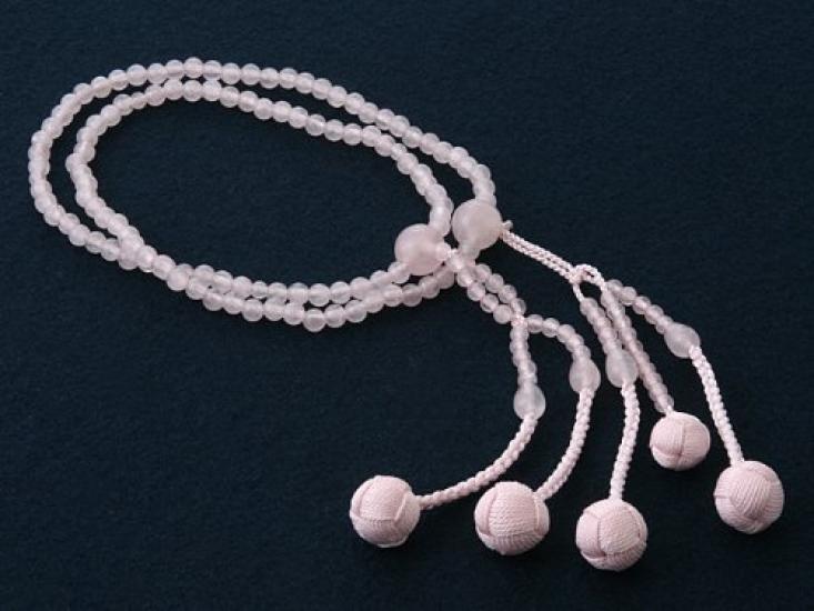 Kyoto Buddhist Altar Hayashi Prayer Beads Nichiren Buddhism Eight Size Crimson Crystal Official Ceremony Bag Kyoto Prayer Beads (Rose Quartz) (For