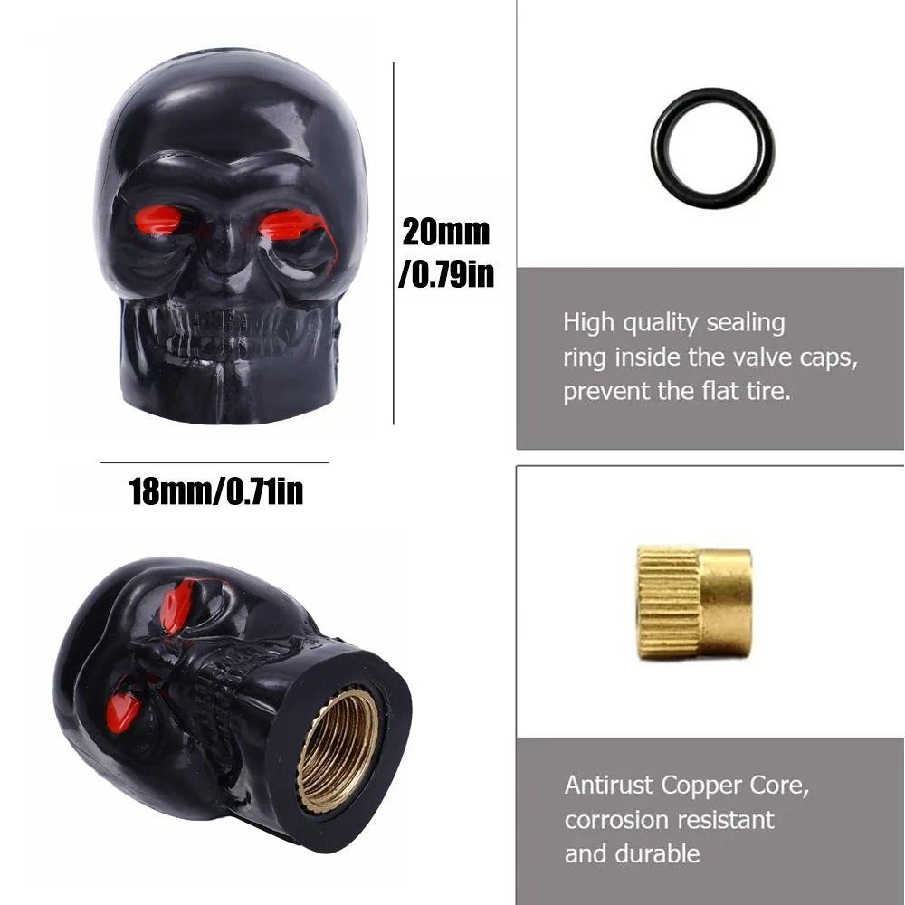 1Pc Antirust Copper Core Bike Tires Valve Caps Skull Style Tire Valve Cap Valve Stem Cap  Motorcycle
