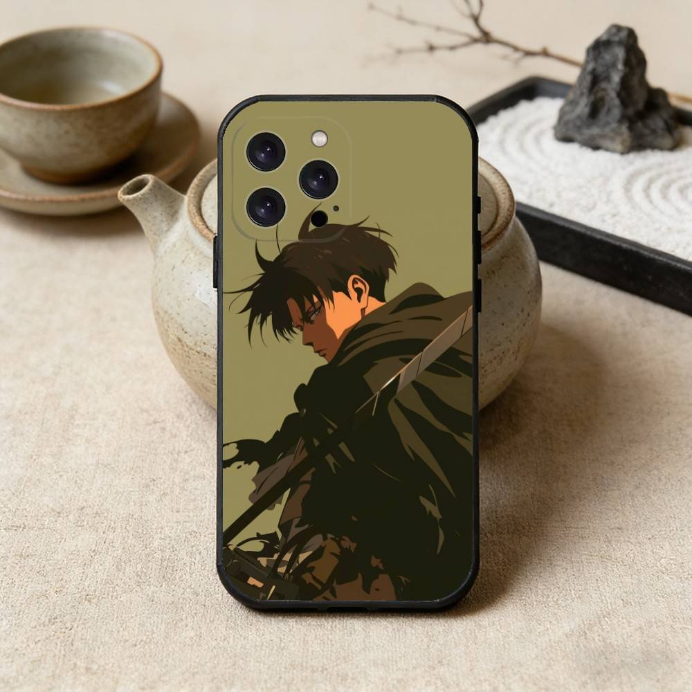 L-Levi A-Attack On Titan Phone Case For iPhone 17 16 15 14 13 12 Max Plus Silicone Black Cover
