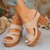 Plus Size 43 High Heeled Sandals Women Vintage Peep Toe Platform Gladiator Sandals Woman Summer Thick Heel Slippers Female