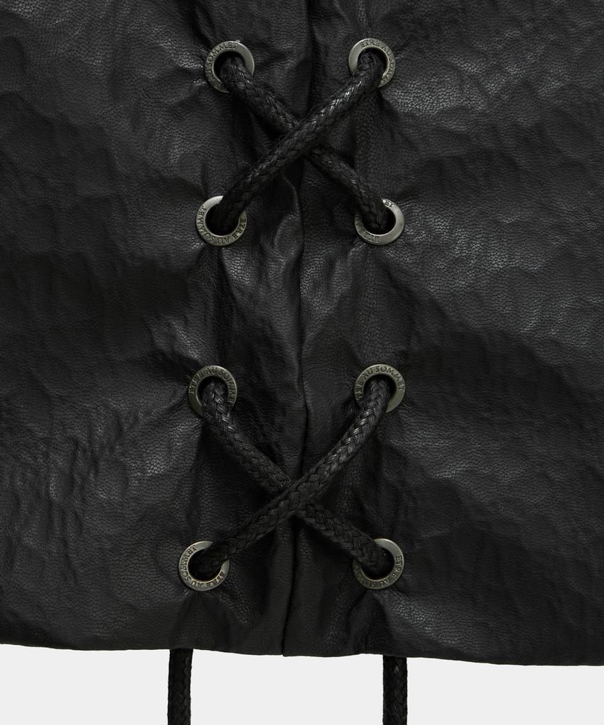 ETRE AU SOMMET Corset Panel Leather One-Piece (Black)