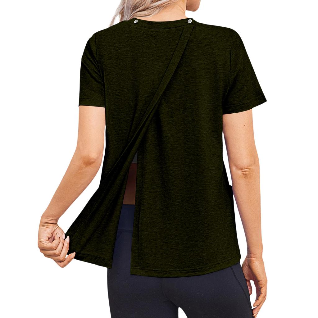 Camicia da donna post-operatoria a maniche corte colorata con chiusura posteriore e tasca