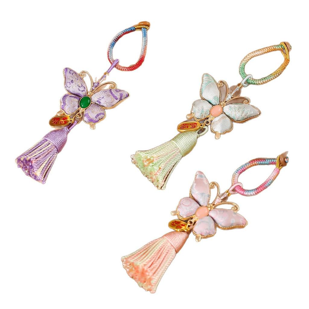 Song Brocade Embroidery Butterfly Pendant - Handmade Chinese Style Bag, Car, and Cheongsam Ornament