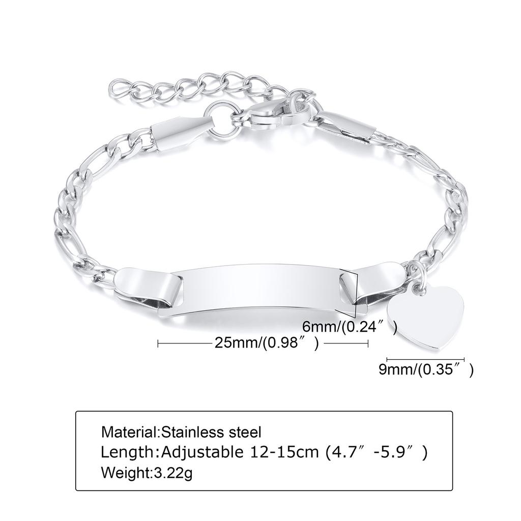 Custom Personalized Name ID Bracelet Gilrs Boy Gifts, Stainless Steel Curb Chain Link Crown Bracelet Not Allergic