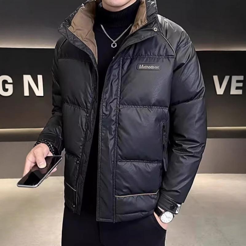 Fashion casual winter stand-up collar down jacket men's new short casual duck down cold and warm jacket cotton jacket