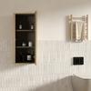 Wall-Mounted Storage Cabinet, Wall Cabinet for Bathroom In Oak Color, Wall-Hanging Bathroom Cabinet with Groove Design for Small Spaces