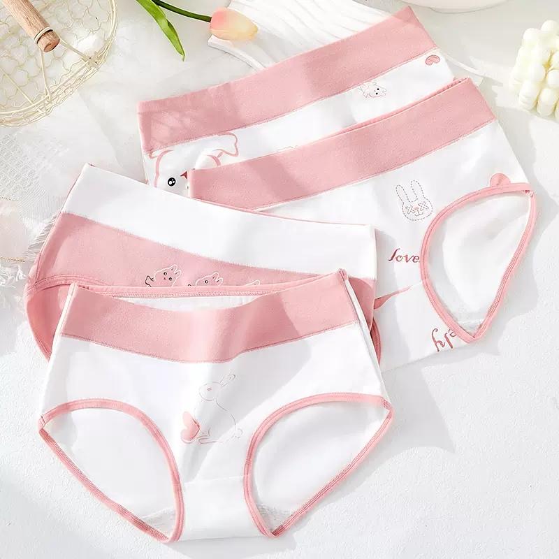 High Waist 4Pcs/Set Cotton Panties Women's Underwear Briefs Female Lingerie Laies Intimates