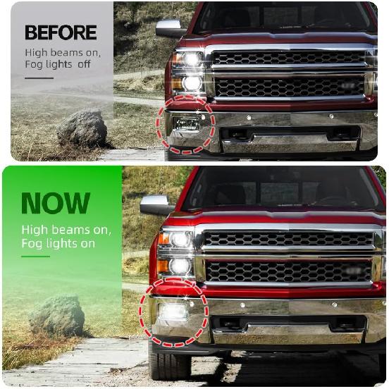 All Lights Mod 6 High Mod for Chevy Silverado 1500 Tahoe Equinox Suburban, GMC Yukon Terrain Sierra 1500, Buick Envision Fog/Low Beams on When High
