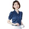 Women's Short-Sleeve White Chiffon Shirt - Trendy Professional Summer Top