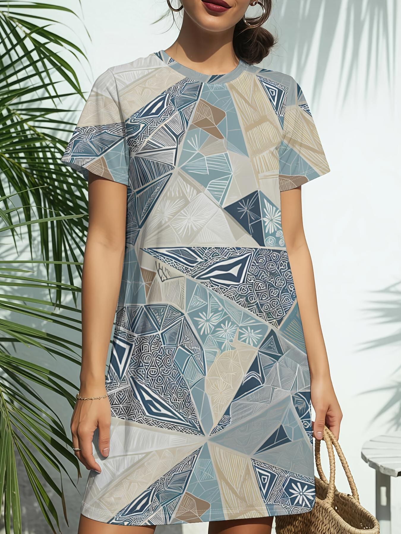 

Geo MosaicNew Women s Crew Neck Short Sleeve T-Shirt Dress. American Style Fashion Trend Digital Print. Spring ; Summer Casual Versatile - Elegant ; U S дубильная кора
