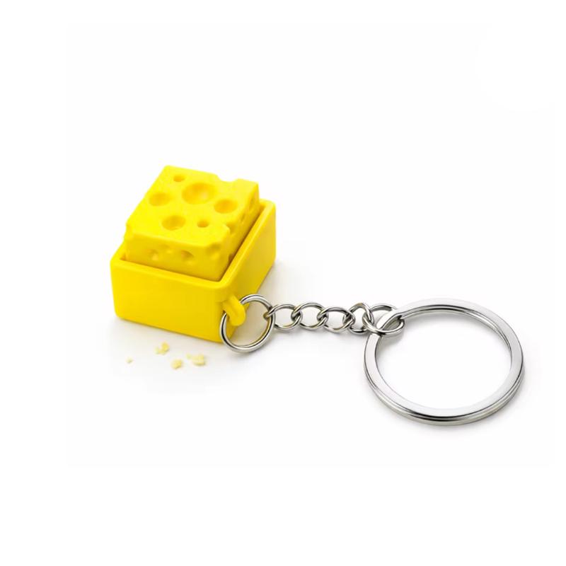 Cheese Clicker Fidget Keychain Keyboard Decompression Button Finger Toys Stress Relief Gifts for Adults Kids Boys Girls