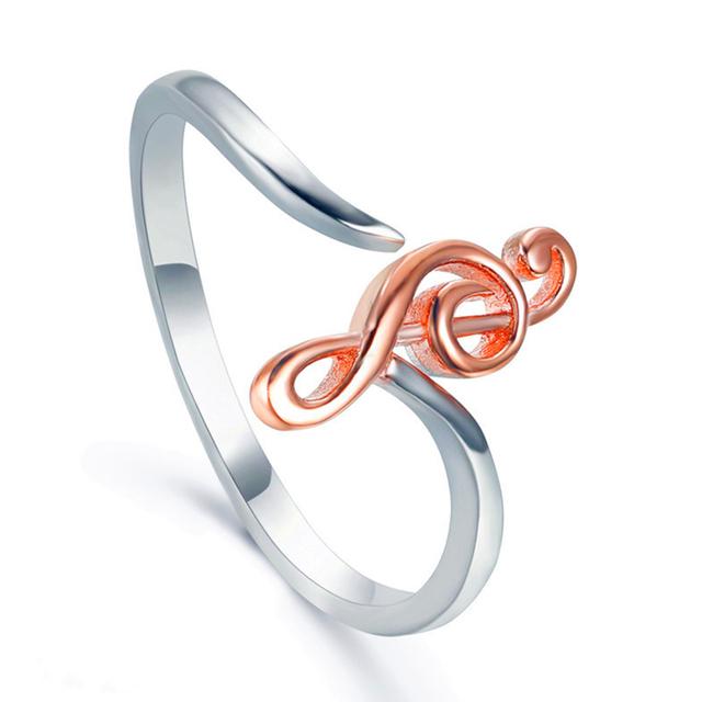 

Изысканное женское открывающееся кольцо с музыкальным символом, простые и изящные аксессуары, повседневные украшения для девочек-подростков Resizable