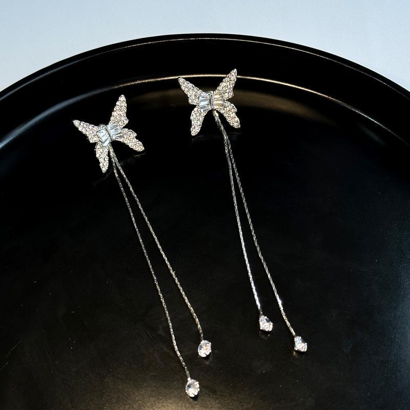 Cercei lungi zână cu perle coreene și diamante - Stil celebritate elegant și versatil