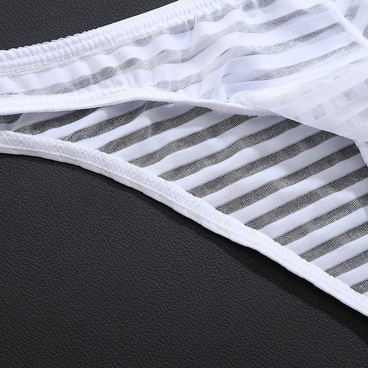 New Multi Color Men's Triangle Underwear Low Waist Breathable Solid Color Stripe Ultra Thin Transparent Ice Silk