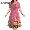 Summer Women Dresses Ethnic Fashion Plus Size Dresses Short Sleeve Elegant Loose Retro Ladies Dresses Casual 3D Printed Clothing