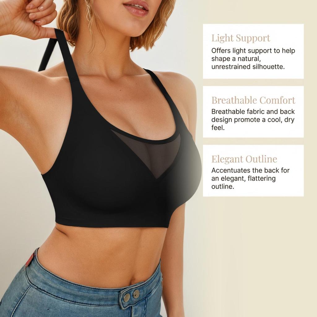 Zeriluna Breathable Mesh Wire-free Sexy Bra - Soft, Comfortable, Gentle Support, Skin-friendly.