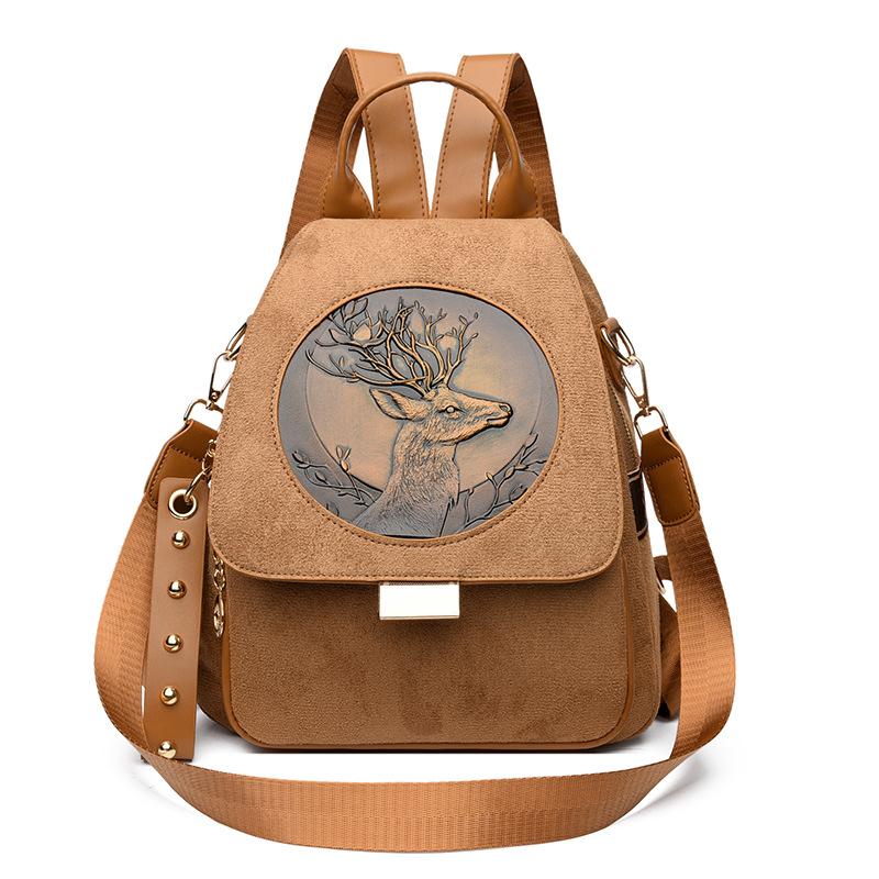 Embroidered Shoulder Bag for Women, Versatile Travel Backpack with Waterproof Feature and Large Capacity for Books