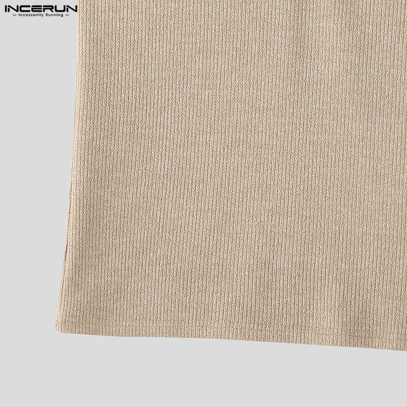 INCERUN Summer Men Sleeveless Solid Knitted Casual Fitted Tank Tops