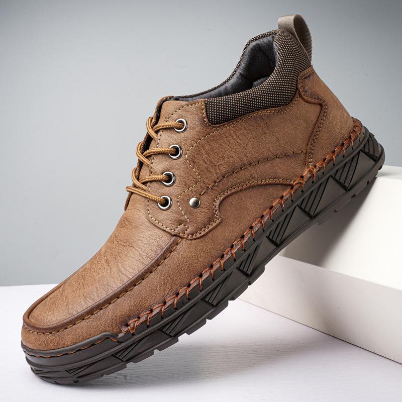 Herren Große Größe Handgenähte Leder Martin Stiefel - Lässige Herbst/Winter Kurze Arbeitsstiefel