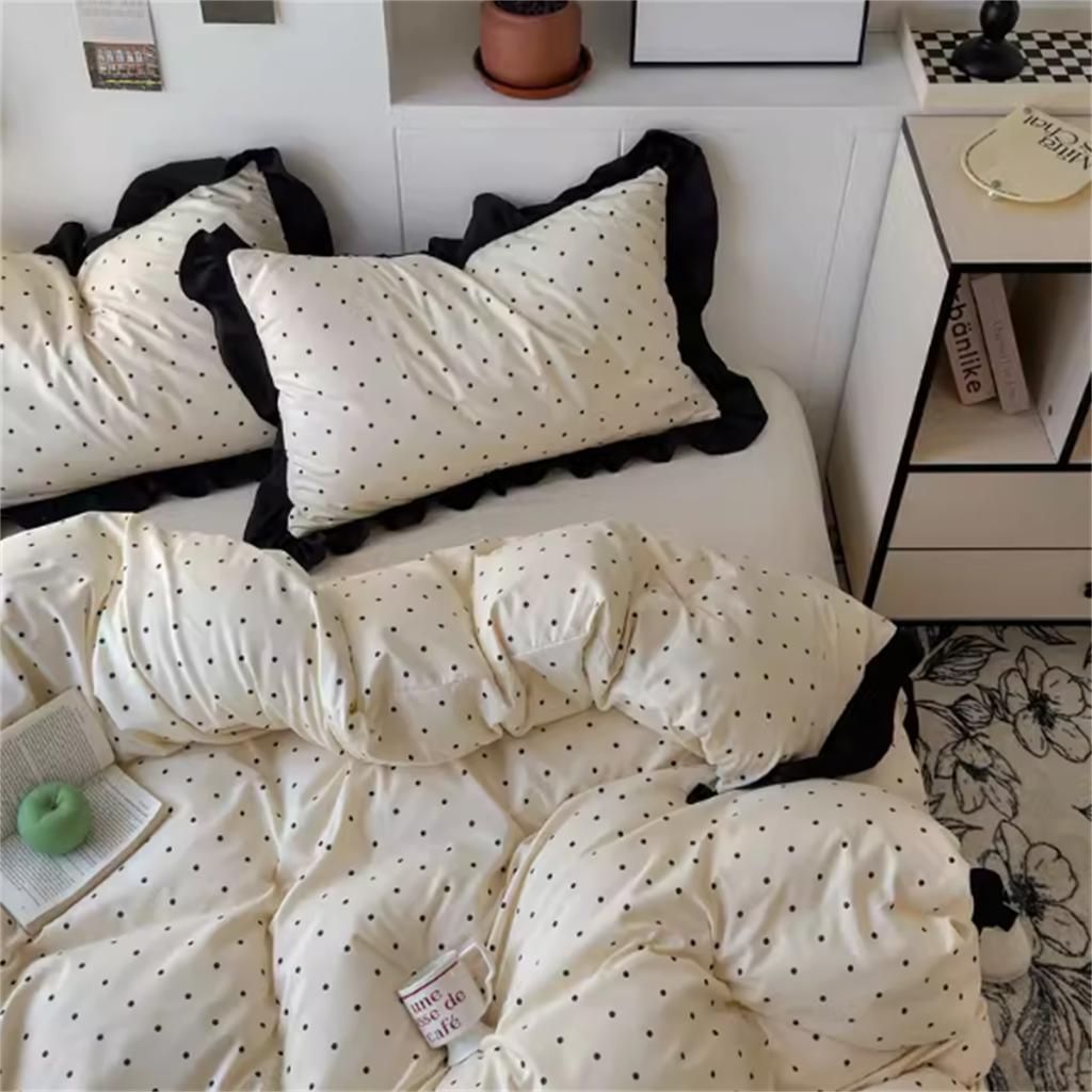 French Girl  New Pure Cotton Bed Set Four-piece Set All-cotton Four-season Universal Quilt Cover Three-piece Bedding Set