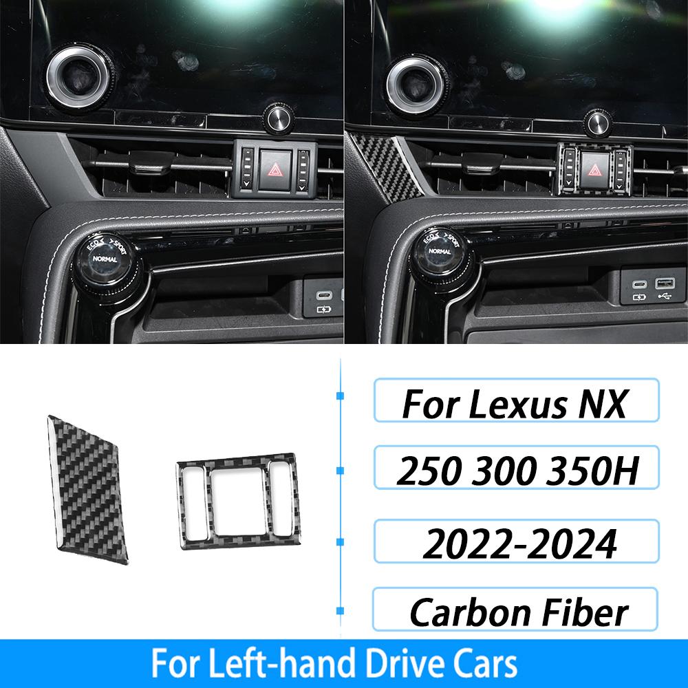 For Lexus NX 250 300 350H 2022-2024 Carbon Fiber Gear Shift Knob Both Side Panel Trim Cover Car Interior Accessories Sticker