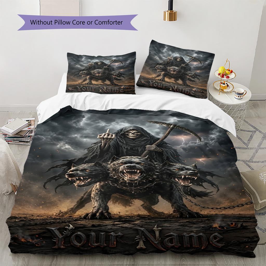 Name Custom Reaper Pattern Bedding Set Quilt Cover Pillowcase Home Decor Gift (1 * duvet cover + 2 * pillowcase, without core)