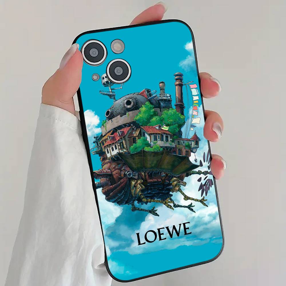 M-Miyazaki Anime S-Spirited A-AwayS T-Totoro Handyhülle Cool Schwarz Silikon Weich Für IPhone 16 15 14 13 12 11 X XR Plus Pro