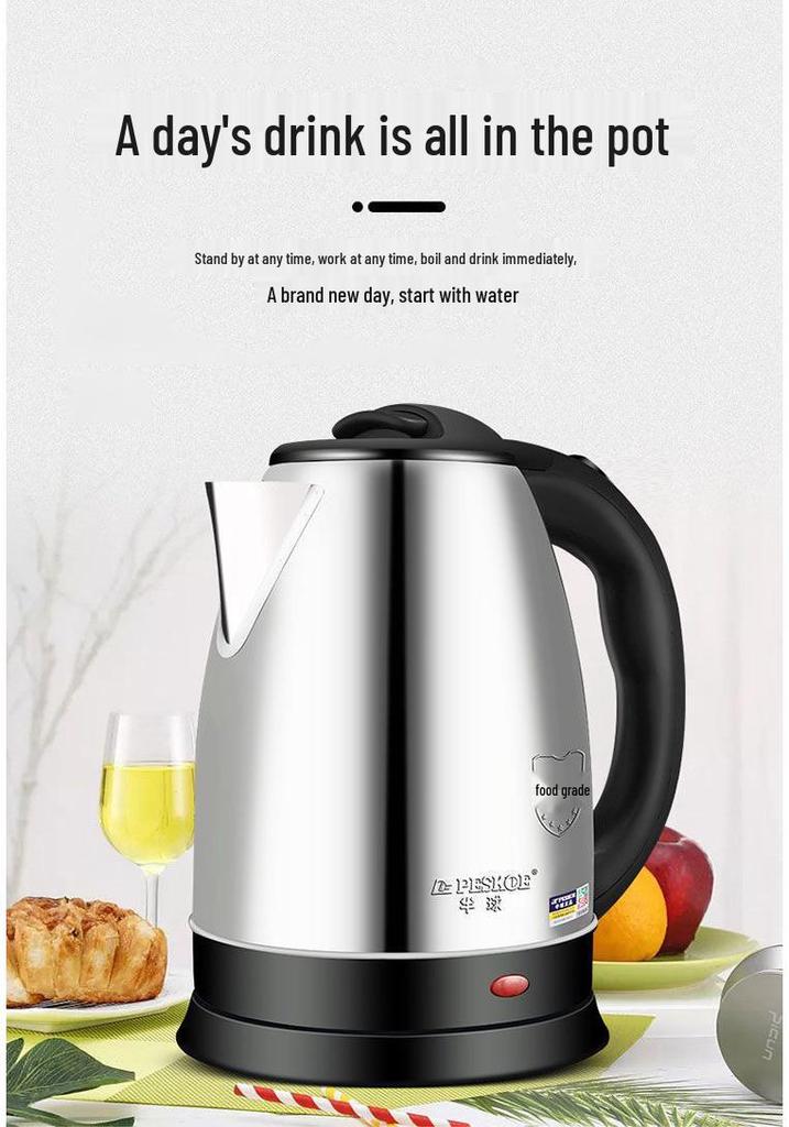 Electric Stainless Steel Insulated Kettle for Home, Dorm, and Hotel Use