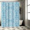 Delicate Mandala Shower Curtain Blue Decorative Fabric Waterproof Bath Mat Liner Home Living Room Decoration (LC-015)