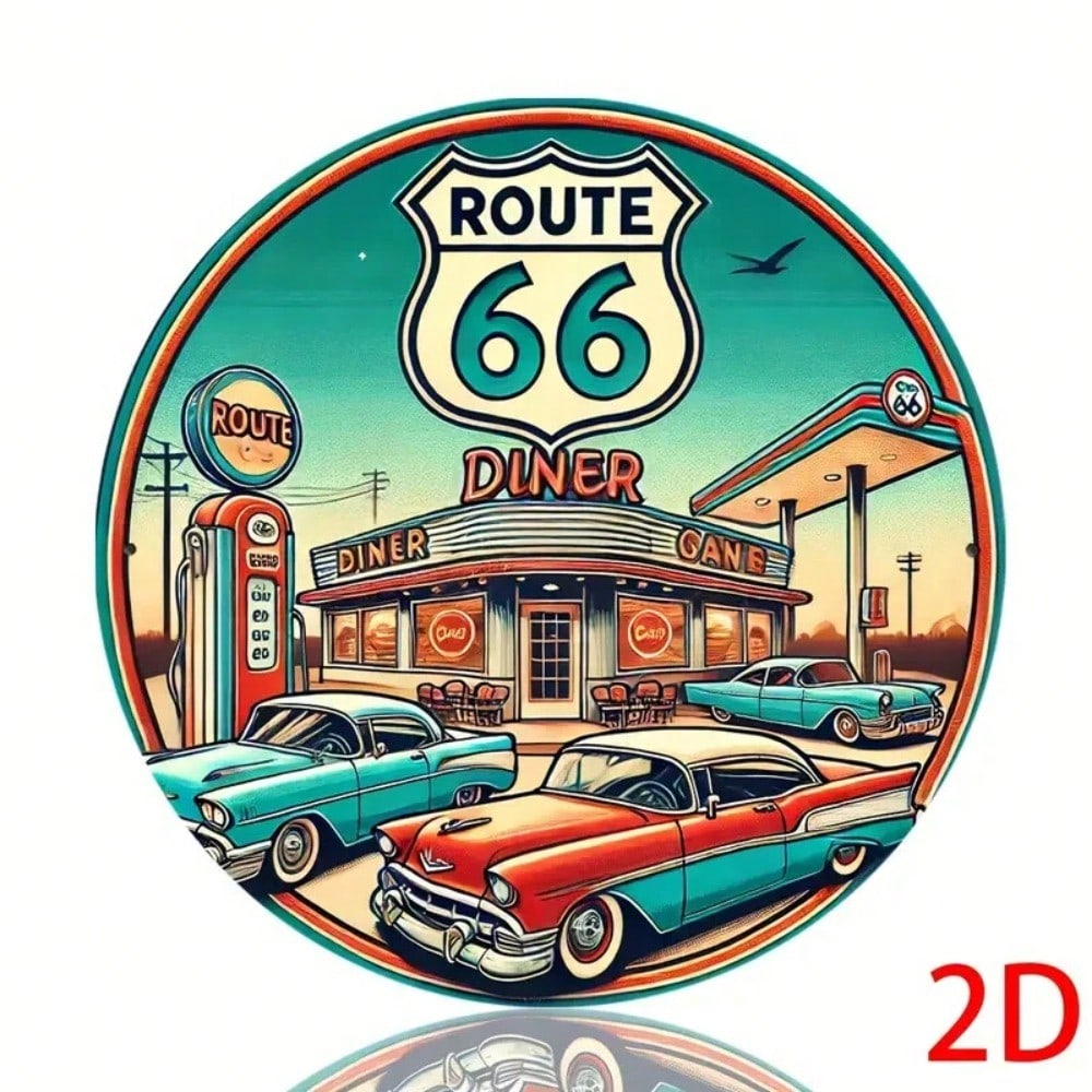 Vintage Route 66 Metal Tin Sign Retro Garage Wall Decor Man Cave Bar Americana 20x20