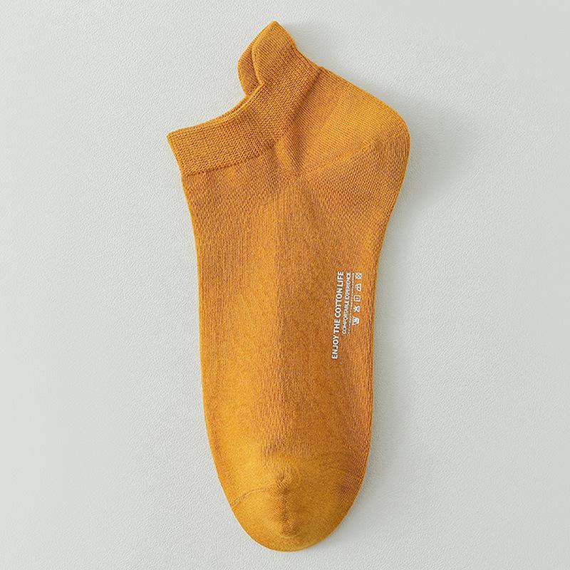 

Men s Summer Cotton Ear-lifting Shallow Mouth Deodorant Sweat Absorption Breathable Low Top Socks 1 pair жёлтый
