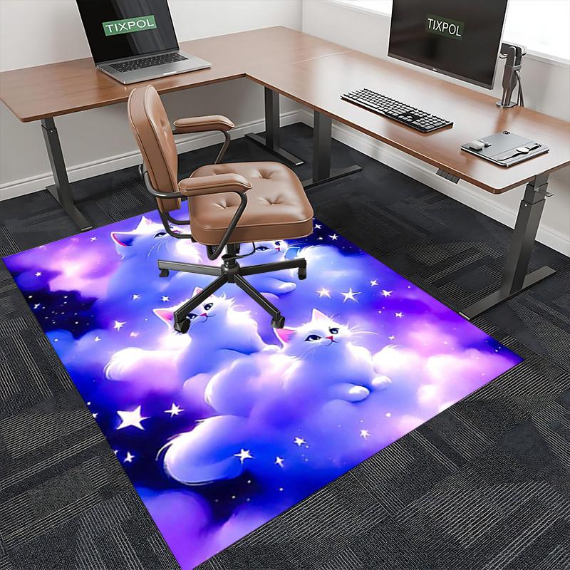 1 Stück Anime Katze Stuhlmatte - Niedliches Cartoon-Design Büroteppich, Rutschfester Teppich für Schreibtisch, Festliches Geschenk, Universell für Alle Jahreszeiten, Heimdekoration, Wohnzimmer,