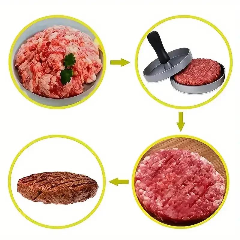 Prensa de hamburguesas manual multifunción, molde para hamburguesas, prensa para hamburguesas, sartén redonda antiadherente para hamburguesas