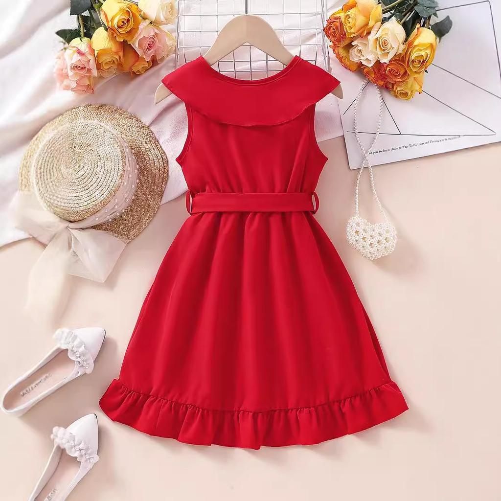 New Children's Clothing for Girls Ruffled Dresses Big Children's Dresses in Stock
