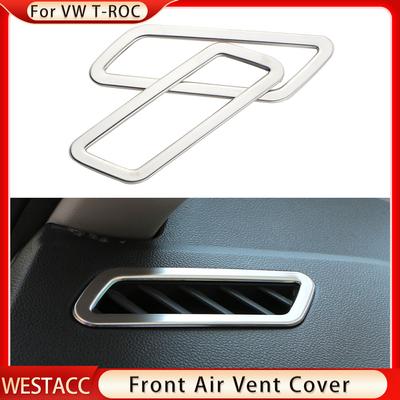 2Pcs Car Front Dashboard Air Conditioning AC Outlet Vent Decoration Sticker Cover for Volkswagen VW T-roc 2017-2022