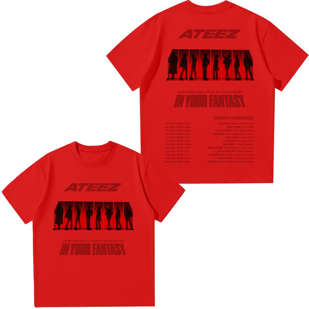 

Ateez 2025 Мировой тур в Fantasy Футболка ATEEZ в Treasure Футболка Женская Хлопок Лето Новые Футболки Унисекс Высокое Качество Мягкие Футболки 4XL
