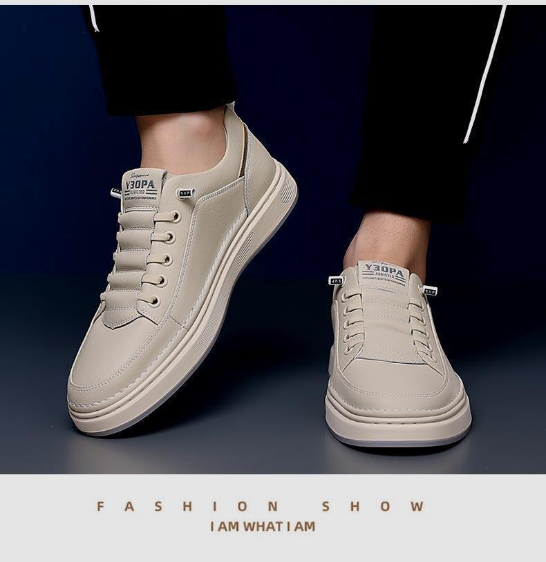 Men's Casual Genuine Leather Non-Slip Breathable Board Shoes