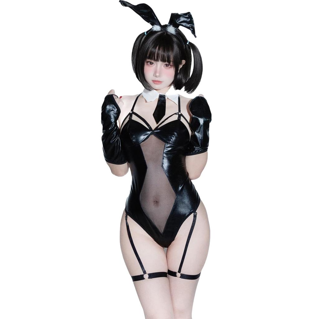Bunny Girl Cosplay Sexy Chest Open Crotch Erotic Training Temptation Extreme Rabbit Bunny Costume Leotard Disguise High Leg Bold Lingerie Rabbit Ears