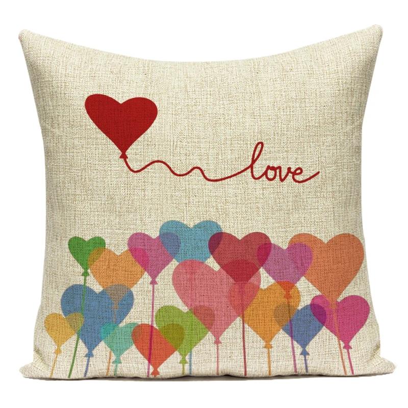 Love Heart Pillow Cover Valentine Day Love You Letters Cushion Cover Home Decor Sofa Bed Wedding Party Decor Pillowcase