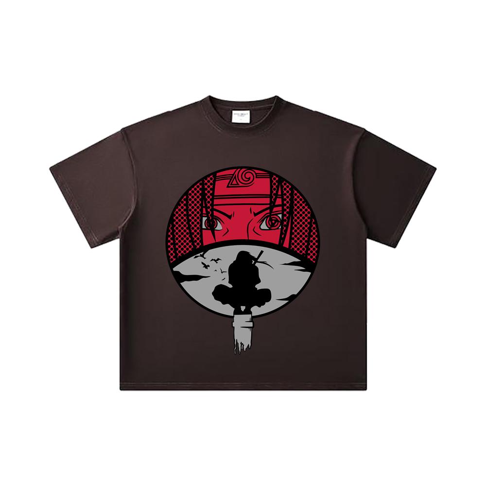 260 GSM Double Yarn 32 Count 100% Cotton Naruto V8 Itachi Print Unisex Heavy Cotton T Shirt