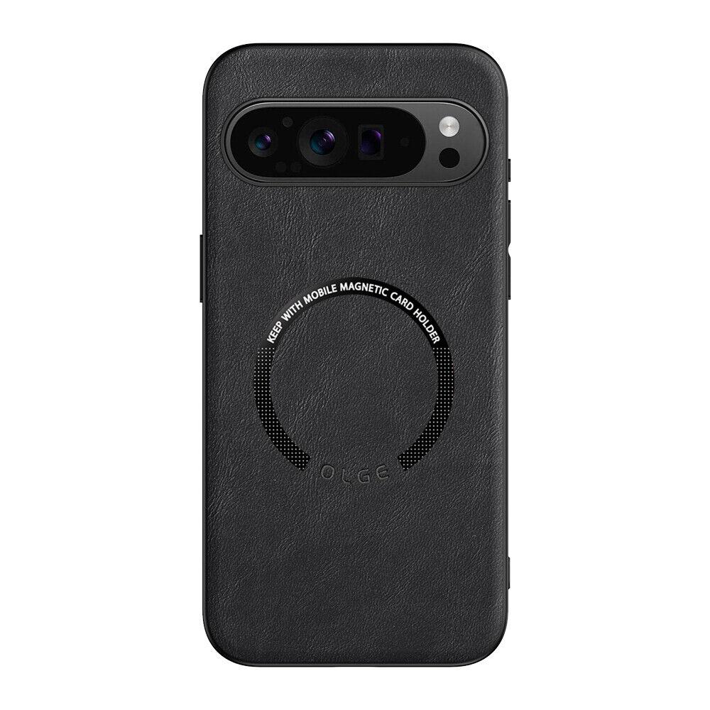 

Роскошный деловой кожаный магнитный чехол для телефона Magsafe для Google Pixel 9 Pro XL с беспроводной зарядкой, защитный экран, противоударный защитный жесткий чехол For Pixel 9 Pro XL чёрный