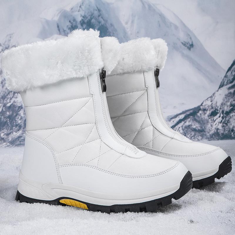 

2025 Women s High-Top Fleece-Lined Winter Snow Boots - Plus Size, Warm, Anti-Slip Travel Footwear 40 белый