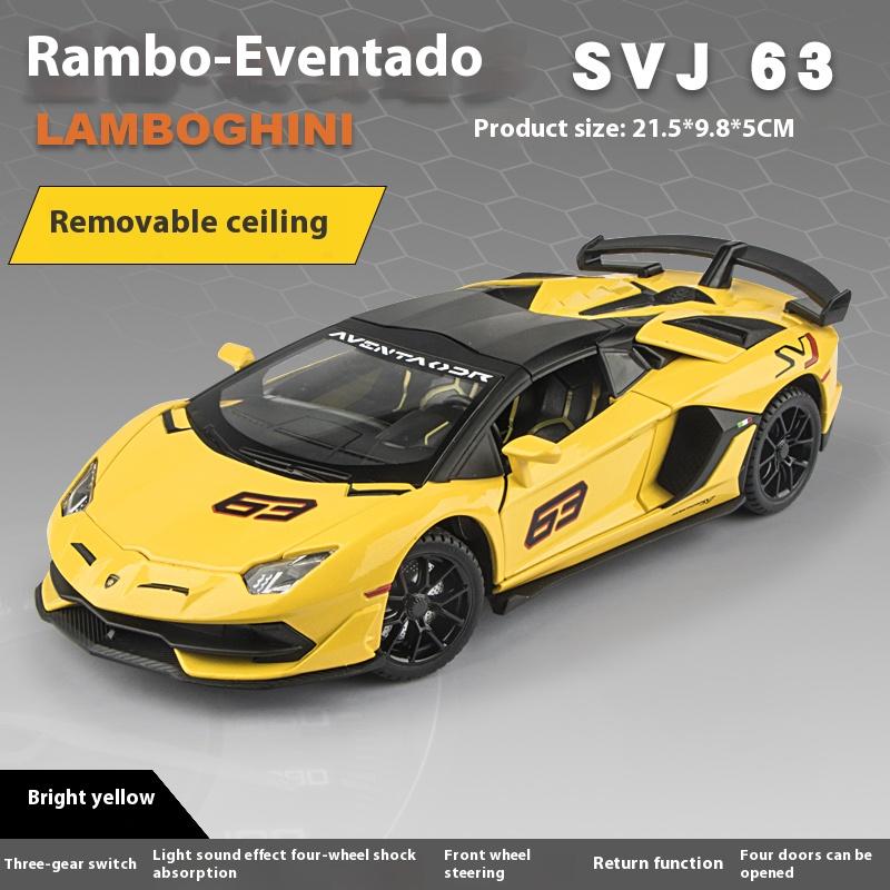 1/24 Scale Lamborghini Aventador SVJ63 Alloy Sports Car Diecast Metal Model Sound & Light Pull Back Childrens Toy Exquisite Decoration