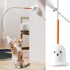 Cat Toy Teaser Rod with Suction Cup Self - entertaining Feather Pet Toy with Bell Long Pole Interactive and Bite - Resistant