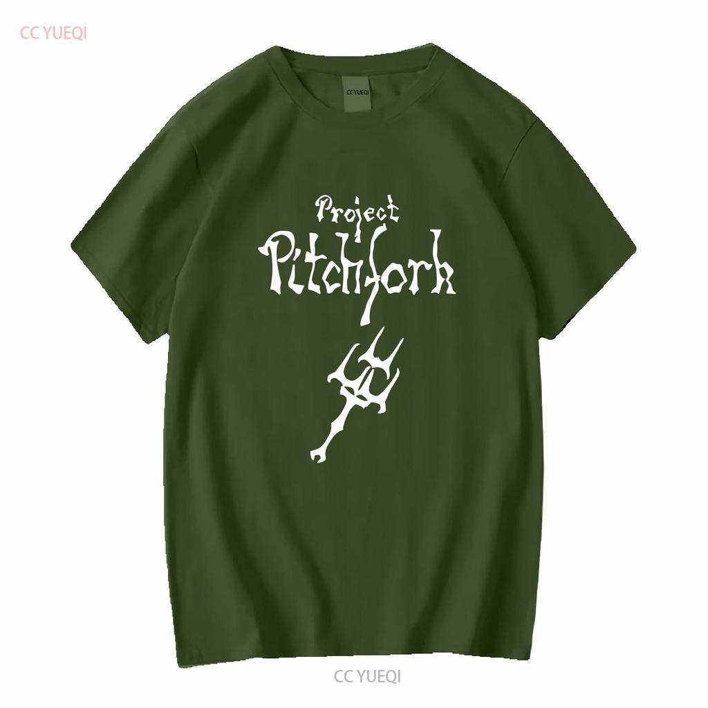 PROJECT PITCHFORK LOGO NUOVA T-SHIRT NERA maniche lunghe o corte vintage Lavata Top Per Uso Quotidiano Unisex grafica Comoda