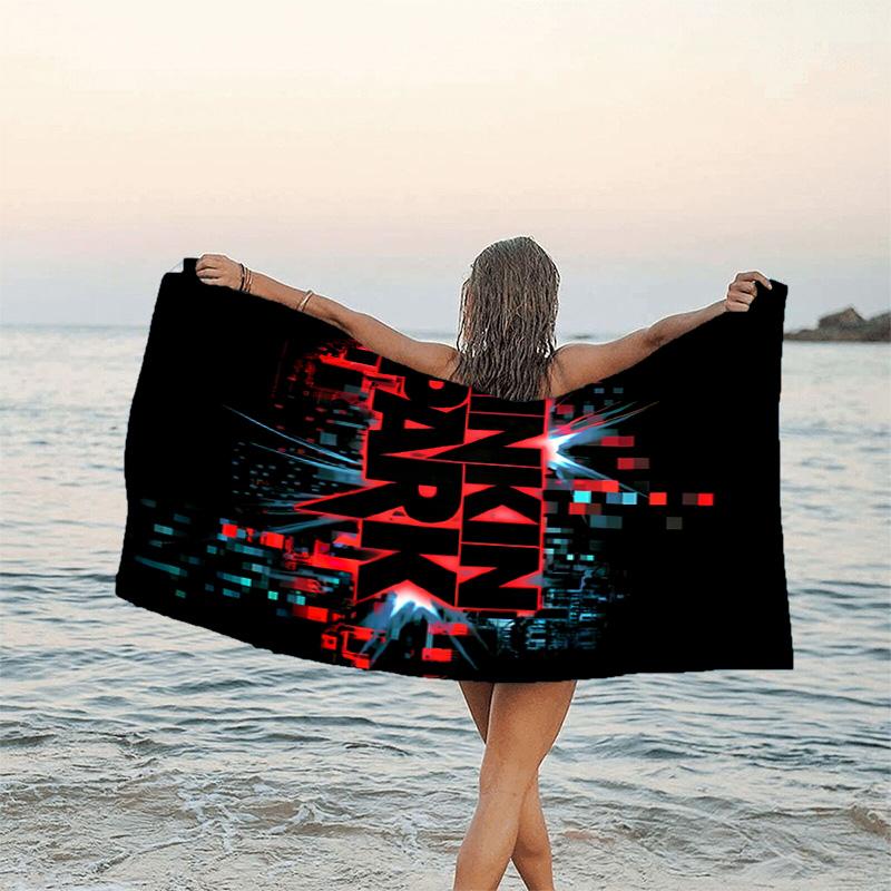 1pc Linkin Park2 Beach Towel, Beach and Seaside Swimming Pool Equipment, Fashion Pattern, Rectangular, Travel Essentials